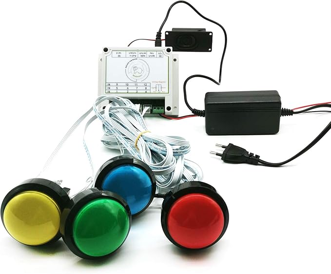 Escape Room Props 5 Different Colors Buttons Mechanism Press It In Order To Control 12V Magnet Lock For Exit Game Owner Player Adventurer (2 Button With Audio)