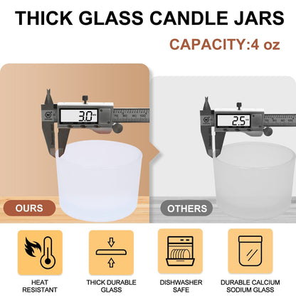 SHOWIN Thick Candle Jars for Making Candles 20 Pcs, 4 OZ Empty Jars with Wood Lids for Candle Making, Sample Container, Frosted White