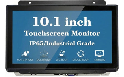 RIUIIN 10.1 Inch Industrial Open Frame Touch Monitor, 10-Point Multi-Touch Industrial Display,1280x800 Resolution Waterproof,VESA+Panel Mount, for Kiosk, Automation, POS,Vending.