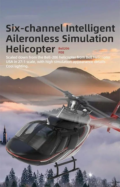 Hanll YUXIANG F08 Bell 206 RC Helicopter for Adults 1/27 2.4G 6CH Brushless Direct-Drive 6G Flybarless RC Helicopter with 6-Axis Gyro Optical Flow Positioning RTF/ 2 Battery