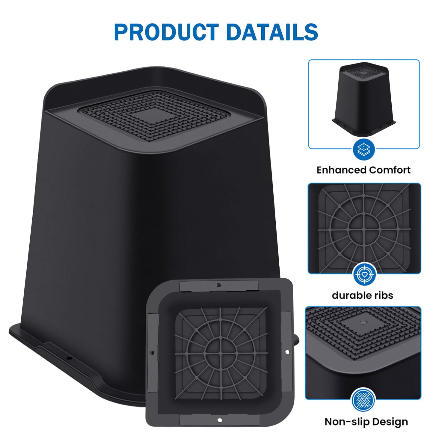 ANNKUT Bed Risers 8 Inch Heavy Duty, Furniture Risers for Bed Desk Table Sofa Couch ，Oversized Bed Lifts Risers, Support up to 5000 Lbs(8 Pack Black)