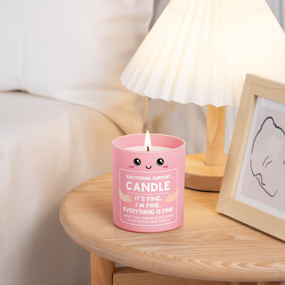IDELTIME Funny Emotional Support Candle 10Oz, Cheer Up/Stress Relief/Self Care Gifts for Friends Sister Coworker Mom Wife, It's Fine I'm Fine Everything Is Fine Encouragement Scented Candles for Women