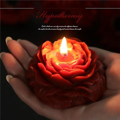 Cooary 4 Pcs Low Temperature Candles Wine Red Red Pink White Peony Flower Shaped Scented Adult Low Heat Body Safe Wax Play