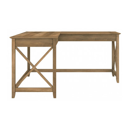 Bush Home Key West 60W Modern Farmhouse L Shaped Desk in Reclaimed Pine, 60-Inch Corner Computer Table for Home Office Workspace