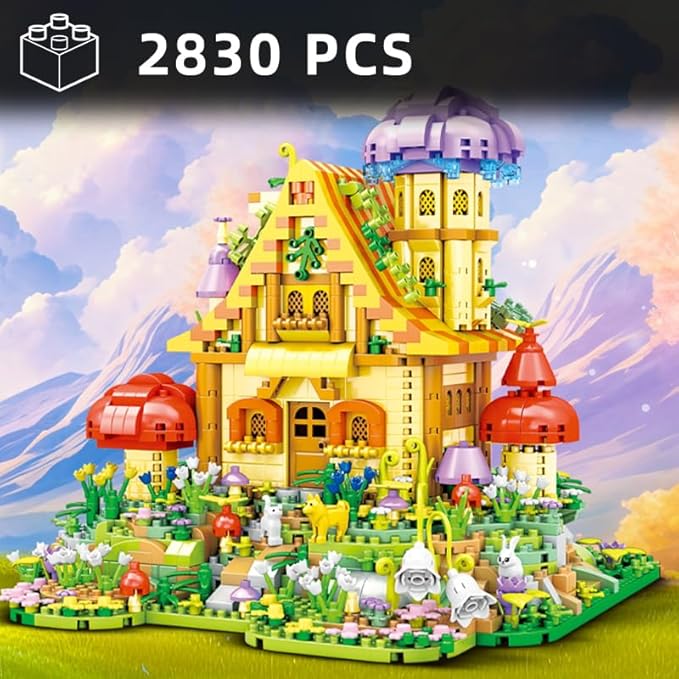 Mushroom House Building Set Cute Creative Ideals Treehouse Architecture Mini Micro Building Blocks Kit Educational Home Décor Gifts for Adults - Cartoon Fairy Tale Castle Blocks Bricks 2830PCS|