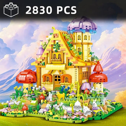 Mushroom House Building Set Cute Creative Ideals Treehouse Architecture Mini Micro Building Blocks Kit Educational Home Décor Gifts for Adults - Cartoon Fairy Tale Castle Blocks Bricks 2830PCS|