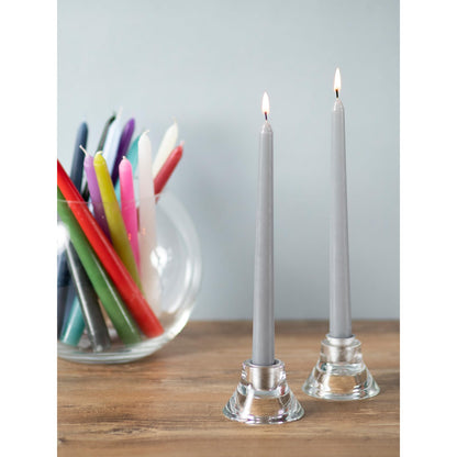Candwax 10 inch Tapered Candles Set of 12 - Dripless and Unscented Candlesticks - Perfect as Dinner and Household - Light Gray