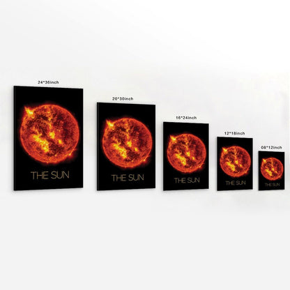 Solar System Planets Canvas Wall Art - The Sun star Space Poster for Kids Room Bedroom Classroom, STEM Educational Astronomy Decor, Science Gift for Boys Girls, 12x18 Inch Framed