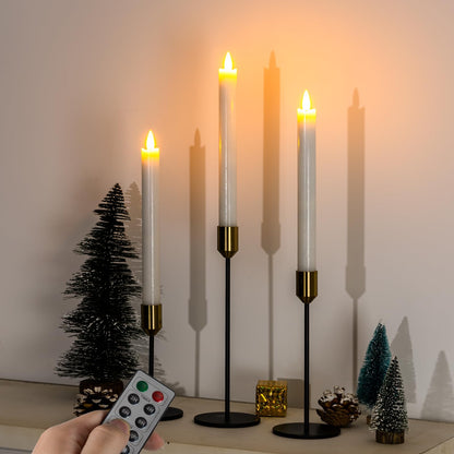Homemory Waxy Flameless Taper Candles with Remote Timer Dimmer, Battery Operated Candlesticks Flickering, LED Window Candles Realistic, 9.6 Inches for Christmas Wedding Indoor Decor, White, 6 Pcs