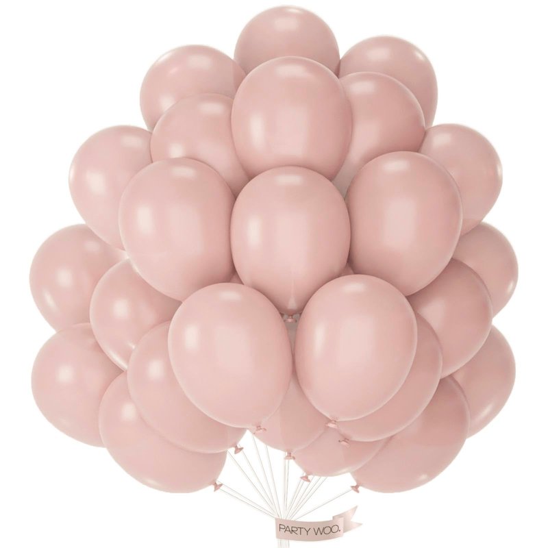 PartyWoo Dusty Pink Balloons 50pcs 12 Inch Boho Blush Lilac Pink Latex Helium Balloons for Princess Birthday Baby Shower Graduation Gender Reveal Anniversary Bachelorette Party Decorations Pink-F54