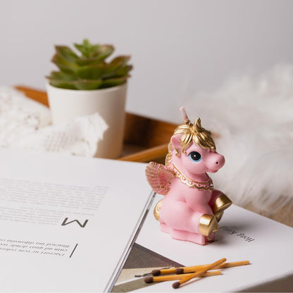 Birthday Candles Smokeless Cake Topper Unicorn Candle for Party Supplies and Wedding Favor (Pink)