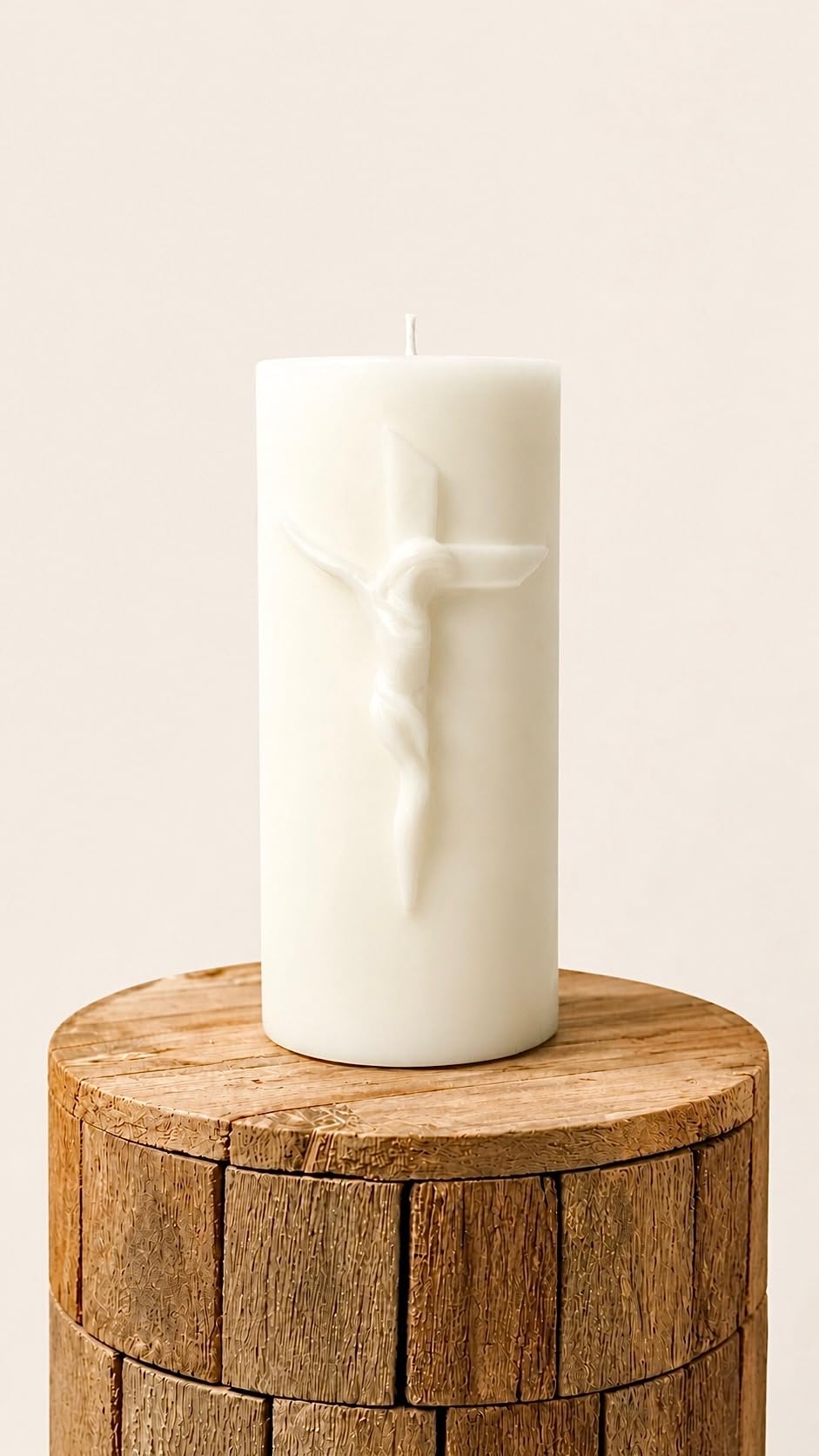 Pillar Soy & Beeswax Candle 4x9 Inch - Clean Burning unscented Religious & Spiritual Candle - 1600g, 90 Hour Burn time/Redeemer Candle.