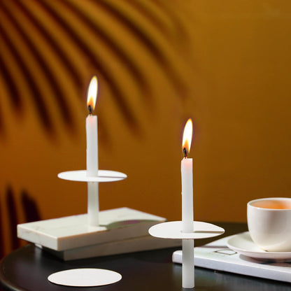 MTLEE 50 Set Church Candles with Drip Protectors, Shabbat Vigil Votive Memorial Pillar Candles for Devotional Vigil Service, White, Unscented, 0.47 D x 4.72 H