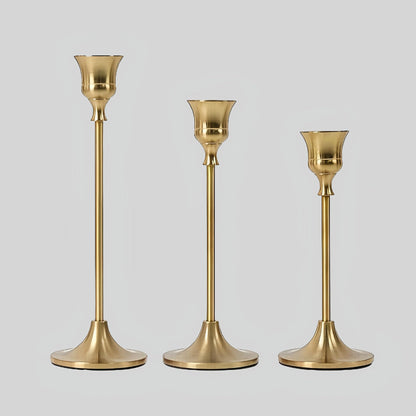 Candle Holders: Set of 3 Gold Candle Stick Holders - Metal Candlestick Holders for Home Christmas Wedding Table Centerpiece Mantle Decor (Golden Cup)