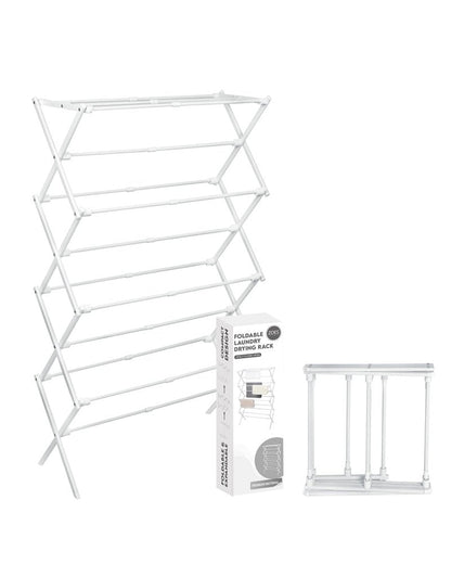ZOES HOMEWARE 4-Tier Clothes Drying Rack, 4ft High Foldable Drying Rack Clothing for Indoor & Outdoor, Portable Collapsible Laundry Dryer for Laundry Room and Apartment, White 29" L x 49" H x 11.5" W