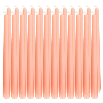 SOFT BREEZE 24 Pack Unscented Tall Taper Candles - 4/5X10 Inch, Dripless, Unscented Dinner Candle - 10 Hours Burn Time -Pink Colors