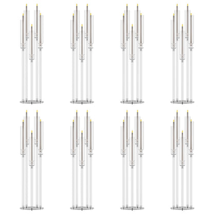 4 Pack Acrylic Candelabra Centerpieces, 5 Arm Clear Candlestick Holder with Acrylic Shade, 3 Height Adjustable Taper Candle Holder for LED Candles (Diameter ≤0.86”), Wedding Table Decoration 8pcs