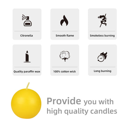 Zest Candle 12-Piece Ball Candles, 2-Inch, Yellow Citronella