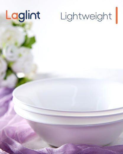 LaGlint 14 OZ (16 OZ MAX) White Opal Glass Cereal Bowl Set of 4, 6.5 inch Dishwasher & Microwave Safe Round Bowls for Soup, Salad and Rice