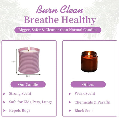 Generic Natural Soy Wax Scented Candle, Purple Ceramic Container Lavender Fragrance, Handmade Luxury Home Decor with Cotton Wick,Purple Ceramic Container, Reusable Jar