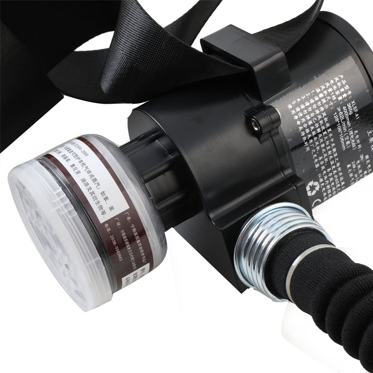 YILIKISS Full Face Respirator, Protective Mask with Air Pump for Gases Dust Chemicals Paint， Powered Respirator, 110ma-300ma 62 L/min 74 L/min Air Supply Flow