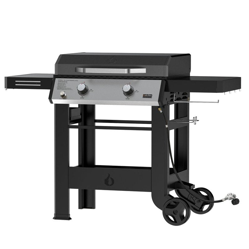 ONLYFIRE GRILLS Heavy Duty Propane Gas Griddle with Grill Cover, Premium 2-Burner Flat Top Gas Griddle with 518 sq.in Cooking Area, Foldable Side Tables, for Outdoor Patio Backyard BBQ Party, GS351