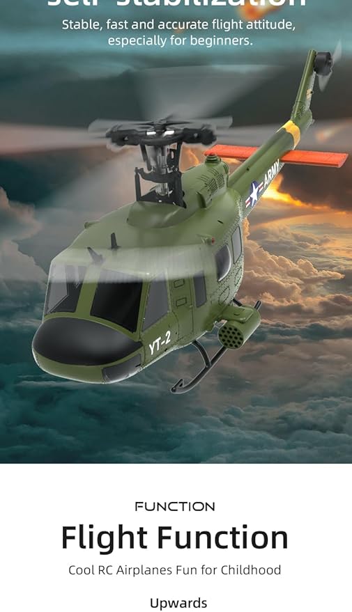 YU Xiang F07 Bell UH-1 Huey RC Helicopter for Adults 1/34 2.4G 6CH Brushless Direct-Drive 3D/6G Flybarless Advanced RTF RC Helicopter with Optical Flow Positioning - 1PCS Battery