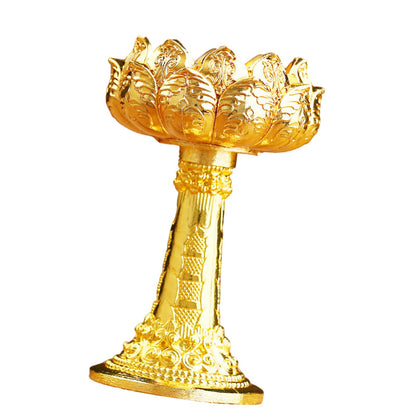 Iron Holder Lotuss Shape Candlestick Holder Table Centerpieces for Temples Kitchen Dining Table Housewarmings Lotuss Butter Lamp