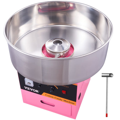 VEVOR Electric Cotton Candy Machine, 1000W Commercial Floss Maker w/Stainless Steel Bowl, Sugar Scoop and Drawer, Perfect for Home, Carnival, Kids Birthday, Family Party, Pink