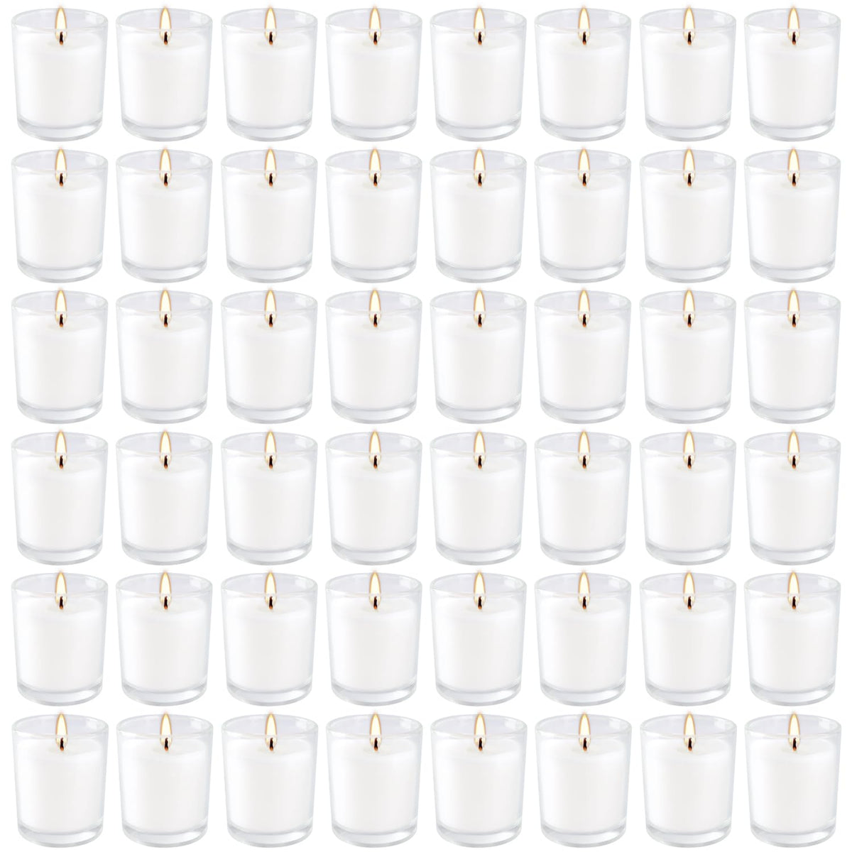 YOROXRG 48 Pack White Unscented Clear Glass Filled Votive Candles. Hand Poured Wax Candle Ideal Gifts for Home Décor Parties Weddings Holidays and Meditation (White)