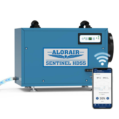 ALORAIR Wi-Fi Crawlspace Dehumidifier, 113 Pint with Drain Hose for Crawl Space, Basement, Commercial and Water Damage Restoration, Compact and Portable, Auto-Defrost