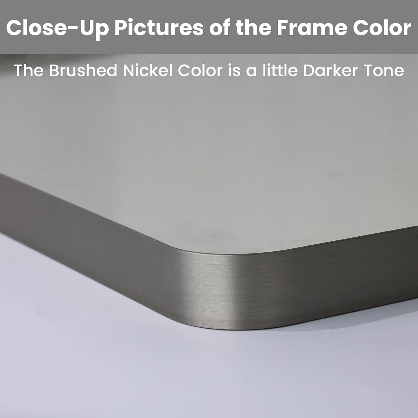 LOAAO Brushed Nickel Bathroom Mirror - 28X36 Inch Rounded Rectangle Design, Anti-Rust & Shatterproof