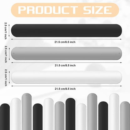 Cunhill Wrapping Paper Holder Clips - 18 Silicone Covered Metal Slap Bands for Gift Wrapping & Storage | White, Black, Grey