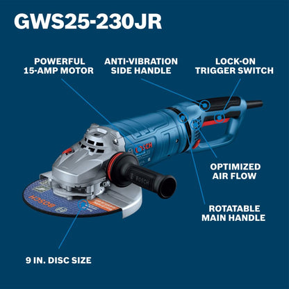 Bosch GWS25-230JR 9 In. Large Angle Grinder – 15 Amp