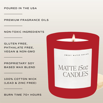 Sweet Water Decor Love You Scented Candles - Soy Candles with Fresh Lavender, Geranium, Warm Mahogany and Earthy Teakwood - Candle Wax with 70 Hours Burn Time - 15Oz Red Matte Jar Wax Candle