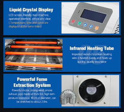 Precision 1600W Infrared PCB Soldering Furnace Reflow Oven for PCB Soldering with Hot Cyclic Wind Function