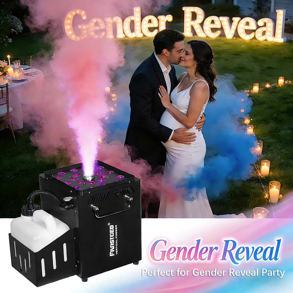 Vertical Fog Machine 1800W with Remote & DMX Control, Timer Function - Perfect for Stage Performances, Halloween, Gender Reveal Parties