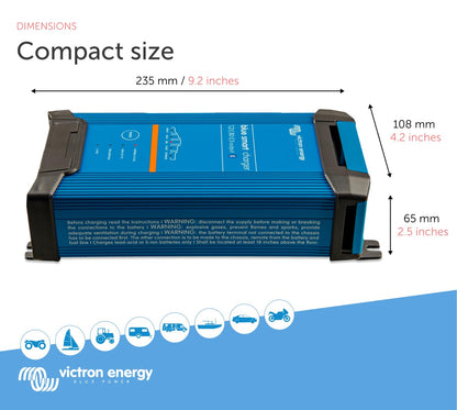 Victron Energy Blue Smart Car Battery Charger – IP22 – Float, Trickle Charger & Desulfator for Motorcycle, ATV, RV, Lithium & Deep Cycle Batteries - 12V 30A - 3 outputs