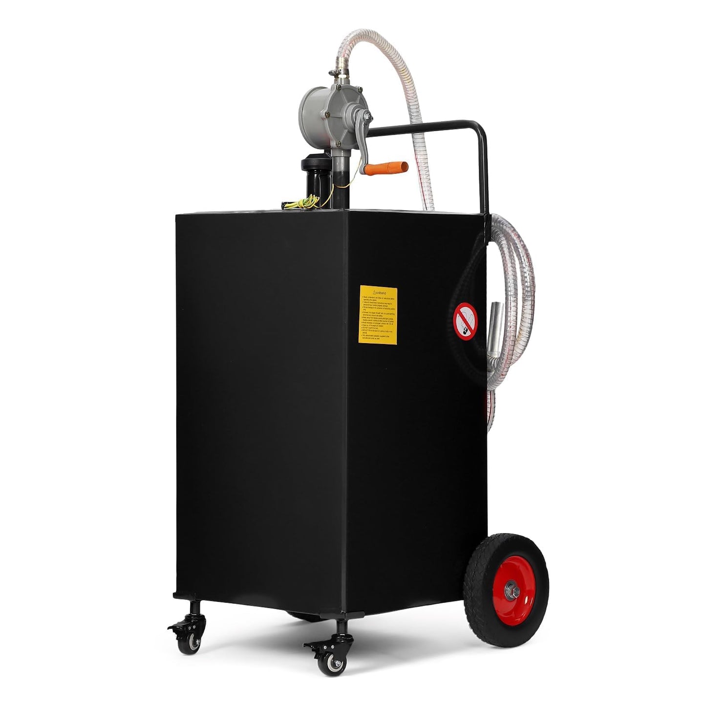 40 Gallon Fuel Caddy with Manual Pump, Heavy Duty Portable Gas & Diesel Transfer Tank on 4 Wheels, Spill-Proof Container for Truck, Tractor, Boat, ATV, Farm,Orange
