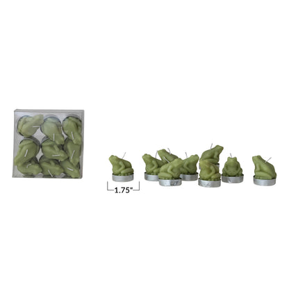 Creative Co-Op Frog Shaped Unscented Tealights, Light Green, Set of 9
