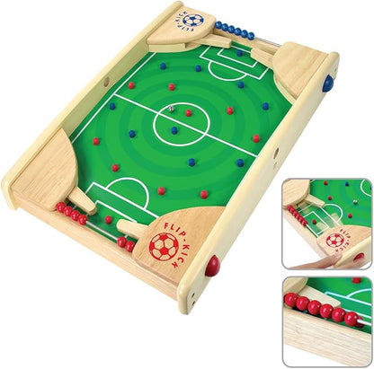 Flipkick: Wooden Tabletop Football/Soccer Pinball Games Indoor Portable Sport Table Board for Kids and Family