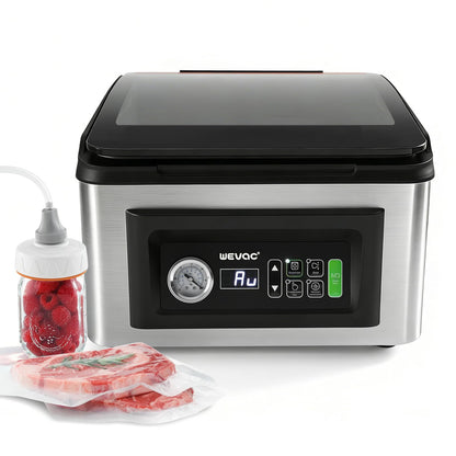 Wevac Chamber Vacuum Sealer, 12” Seal Bar, Auto Vacuum Time, Deep Chamber with Easy-Clean Design, Commercial-Grade for Meats, Liquids, Soups, Sous Vide & Mason Jars, CV12 Pro