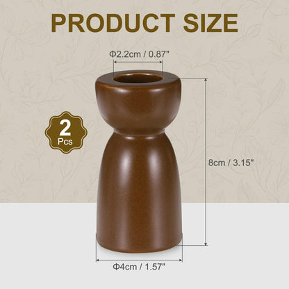 uxcell 2 Pack Candlestick Holder Dark Brown Ceramic Taper Candle Holder Candle Stand Holders Modern Style Decoration for Centerpiece Tabletops Anniversary