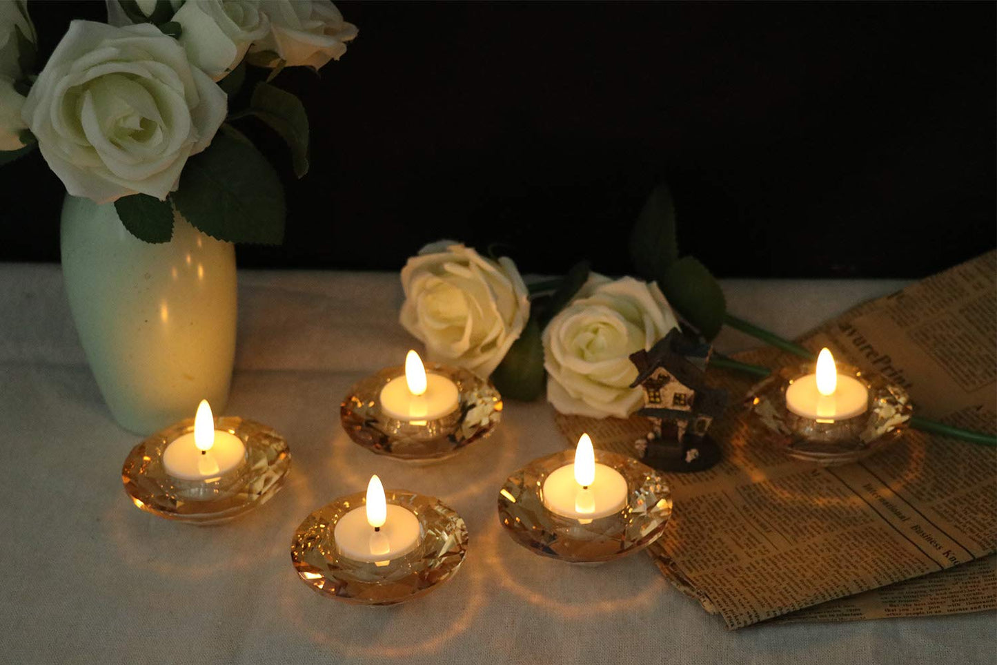 Wondise Valentines Decor Battery Operated Flameless Tea Lights with Timer, 6 Pack Realistic 3D Wick Votive Candles for Dating Wedding Decorations