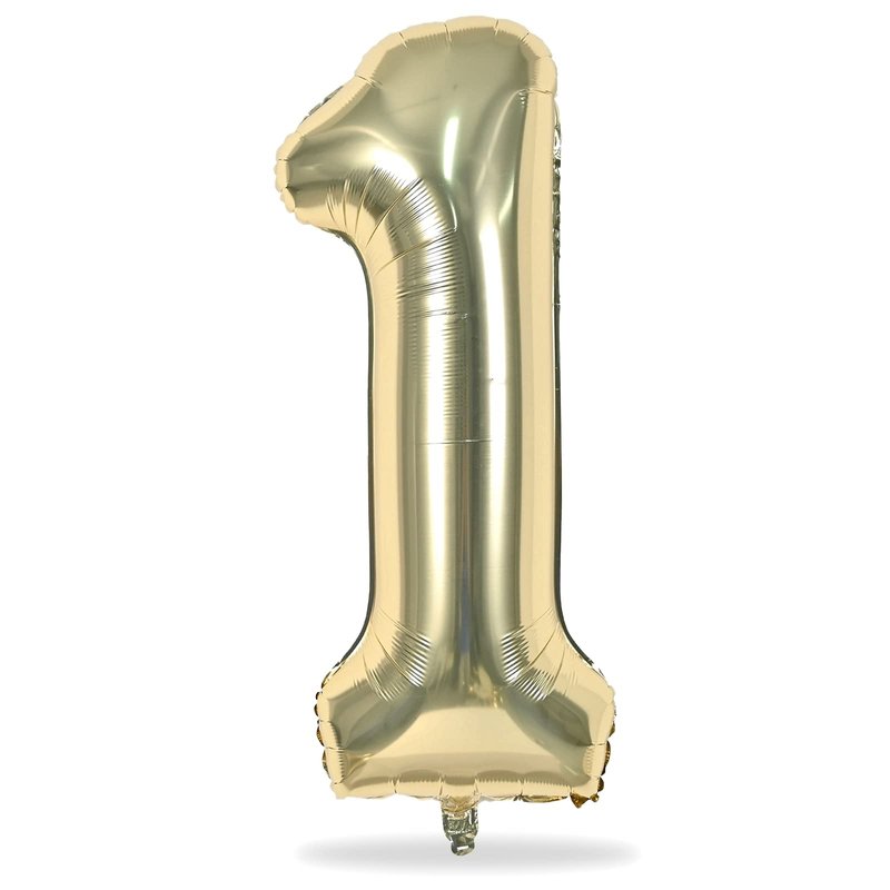 Champagne Gold Number 1 Balloons, 40 In Large Light Gold Number 1 Foil Helium Balloons for Girls Women, Self Inflating Number Balloons 0-9 for Men Boys 1st 10th Birthday Anniversary Party Decoration