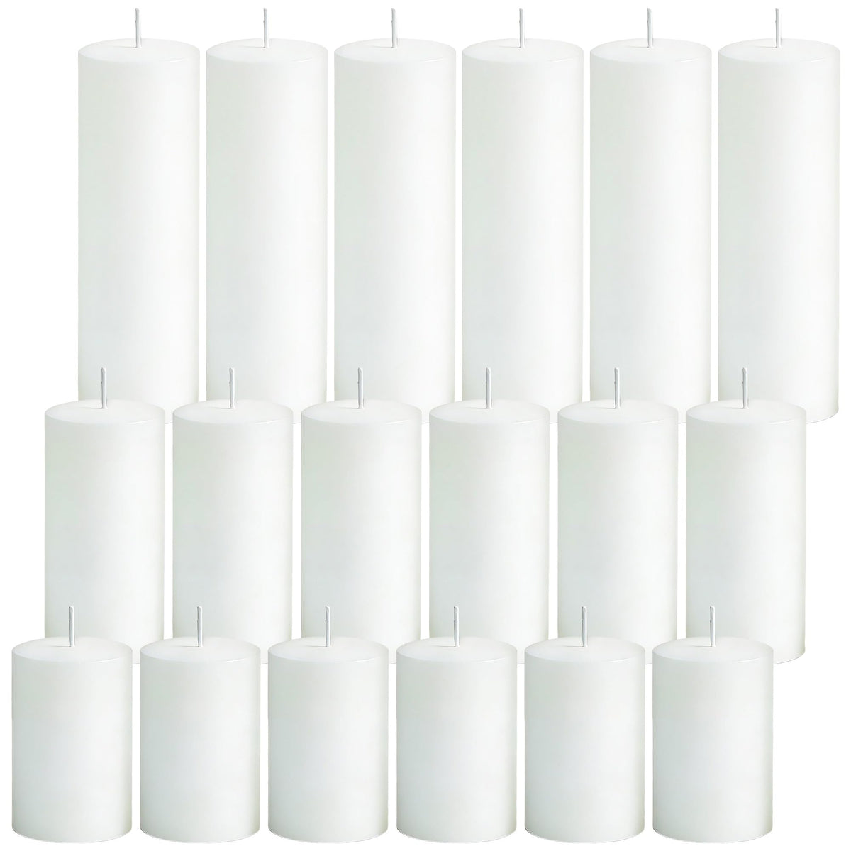 SDBALLBZ 18 Pcs White Pillar Candles Bulk Set, 2x3” 2x4” 2x6” Paraffin Hurricane Candles, Unscented Dripless Smokeless, Long Burning for Party Wedding Events Home Decor