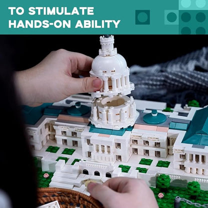 Architectural United States Capitol Building Collection Building Set Model Kit and Gift for Adults (1074 Pieces)
