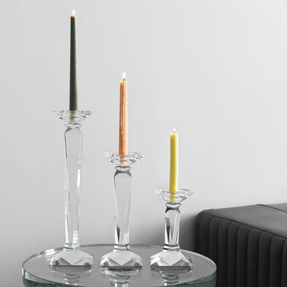 kitCom Crystal Candle Holders Set of 3, 9",10.5",11.5" Tall Crystal Candlestick Holders, Candlestick Holders Taper Candle Holders for Table Wedding Housewarming Gifts Decor