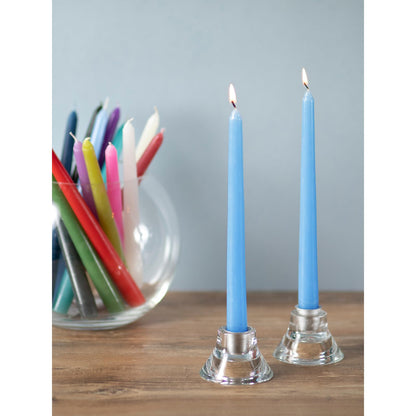 CANDWAX Light Blue 10 inch Taper Candles Set of 12 - Unscented Smokeless Dripless Tall Candlesticks - Perfect for Special Occasions, Ordinary Dinners and as Easter Candles - Light Blue Candle Sticks
