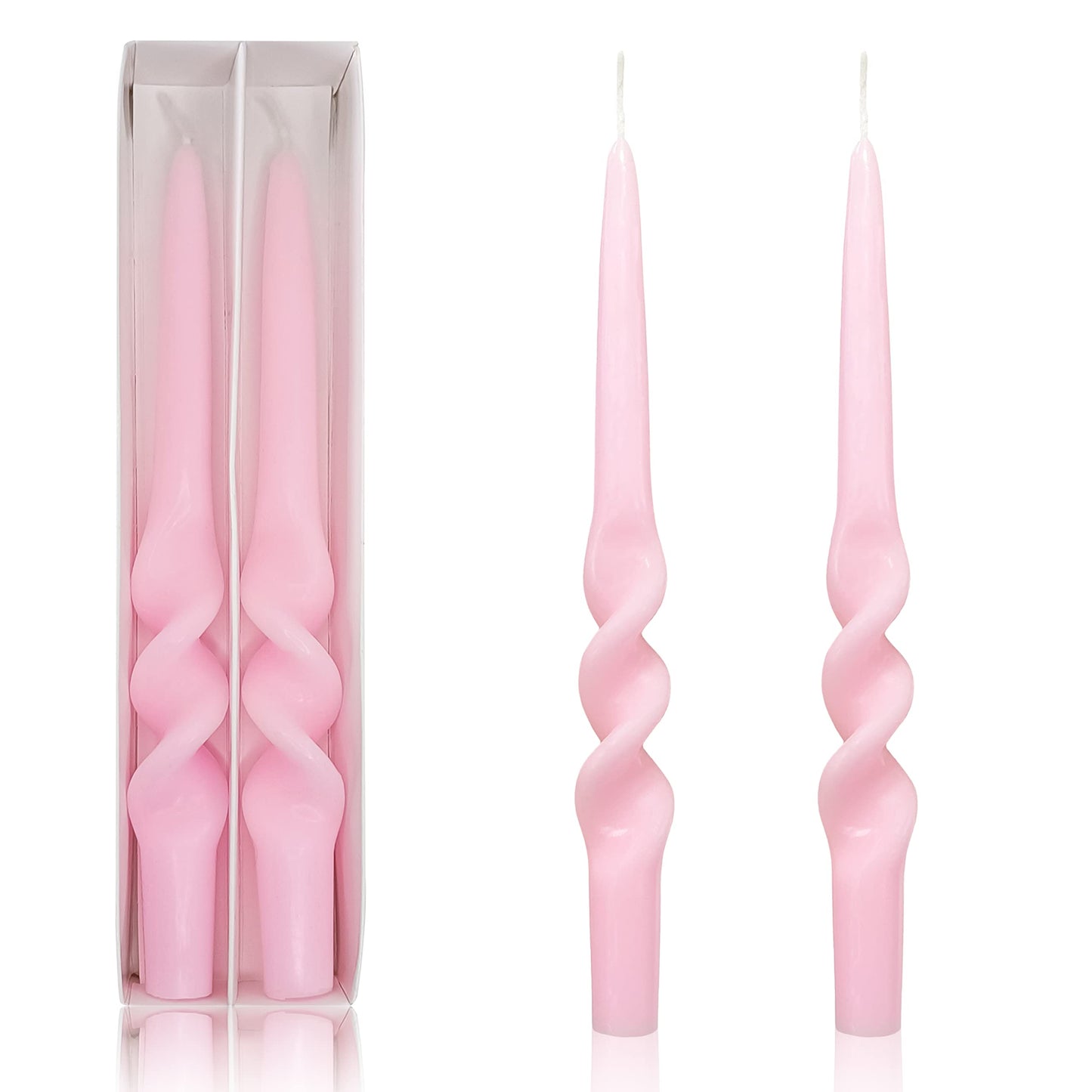 Spiral Taper Candles Smokeless Pink Twisted Candlestick Unscented Dinner Spring Candle Stick Odorless Candles for Home Decor Relaxation Wedding